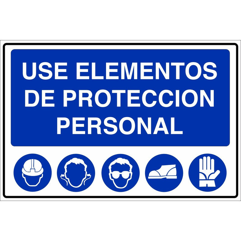 Señalética Use Elementos De Protc. Personal 45 X 30 Metálico