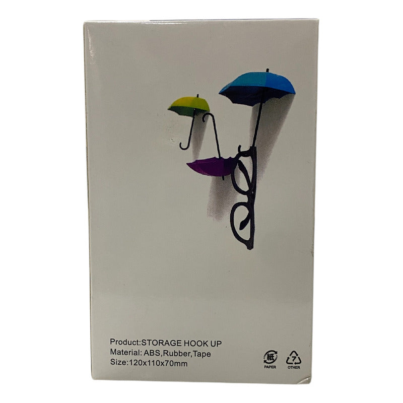 Set Ganchos De Pared Con Adhesivo X 3 Und Forma De Paraguas