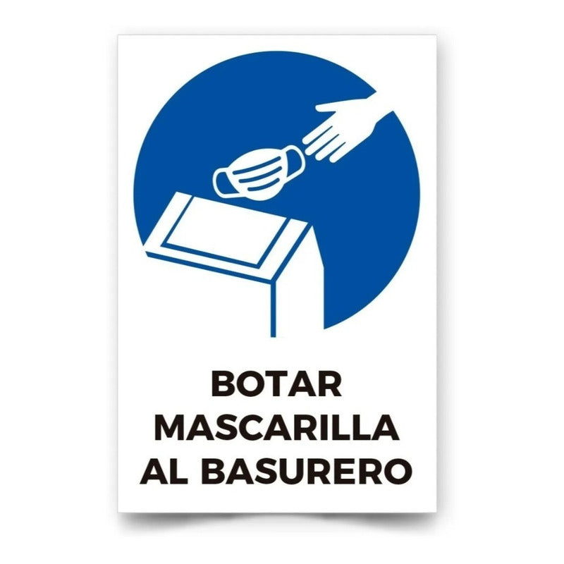 Señalética Botar Mascarilla Al Basurero 30x20