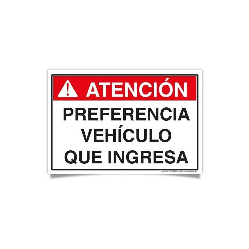 Señaletica Preferencia Vehículo Que Ingresa 30x20 Trovicel