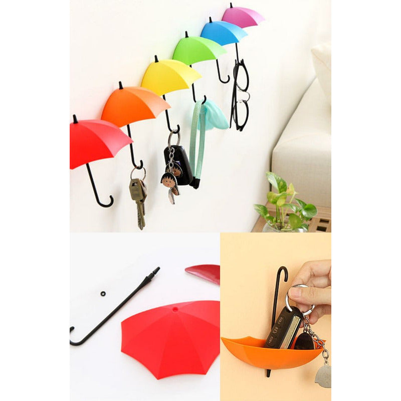 Set Ganchos De Pared Con Adhesivo X 3 Und Forma De Paraguas