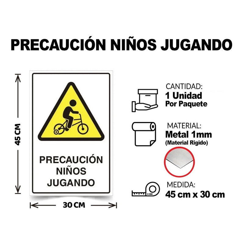 Señaletica Precaución Niños Jugando 45x30cm Metálico