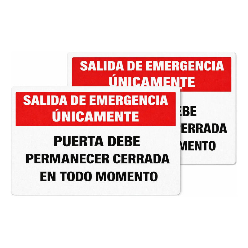 Pack2 Señalética Trovicel Salida Emergencia Únicamente 30x20 Blanco