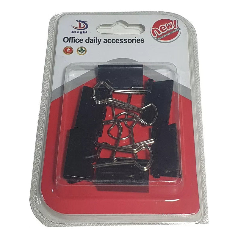 Clip Metálico 2.5 Cm De Ancho 6 Unidades Binder Clip Negro
