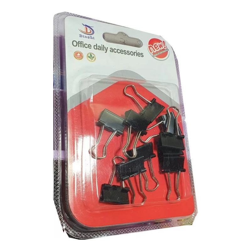Clip Metálico 1.5cm De Ancho 10 Unidades Binder Clip Negro