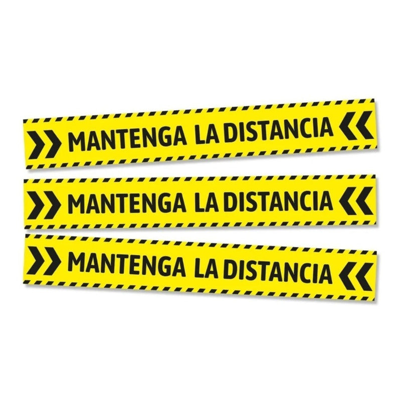 3 Franjas Autoadhesivas Para Piso Mantener Distancia 50x7cm