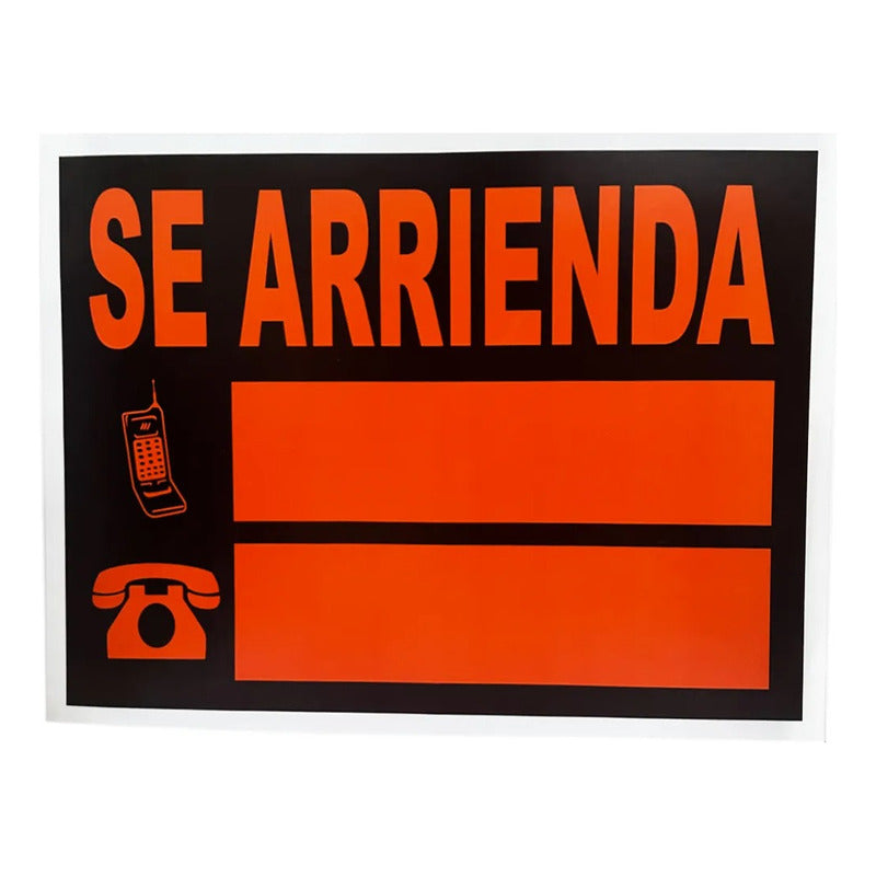 Letrero Se Arrienda 33 X 23 Cm, Lámina De Plástico.