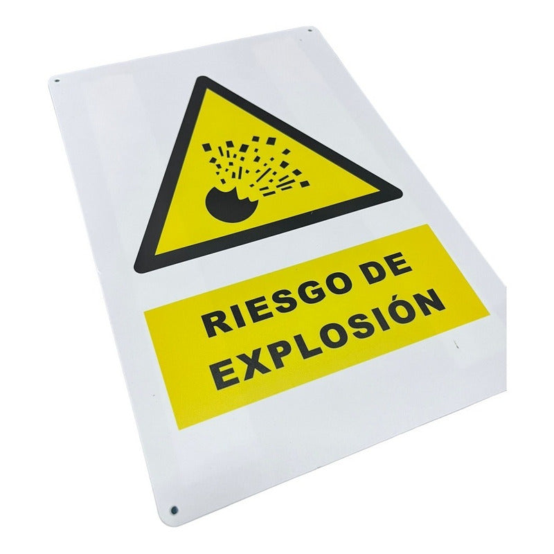 Señalética Riesgo De Explosion 30cm X 20cm/semi-rigido 1 Mm
