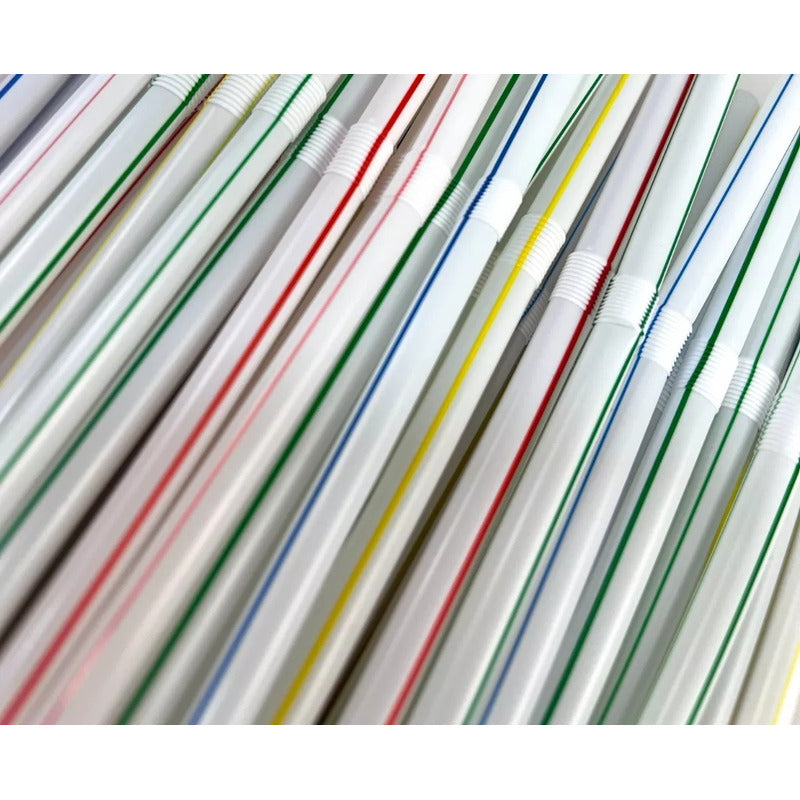 500 Bombillas De Plástico Flexible Colores Desechable 6*210