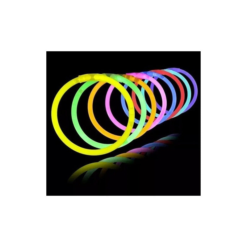 100 Pulsera Flúor Brillan En La Oscuridad