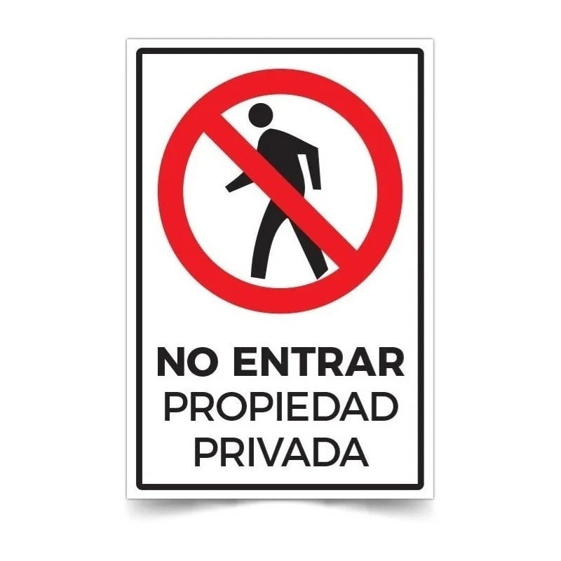 Señaletica No Entrar Propiedad Privada 45x30cm (adhesivo P4)