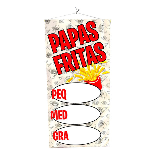 Pendón De Papas Fritas Chi-med-gran 50x100cm Blanco