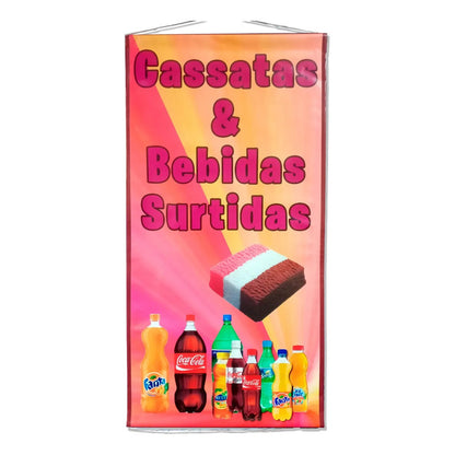 Pendón Publicitario De Cassatas Y Bebidas Surtidas 50x100cm Blanco