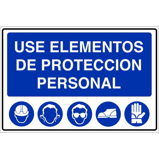 Señalética Use Elementos De Protc. Personal 45 X 30 Metálico
