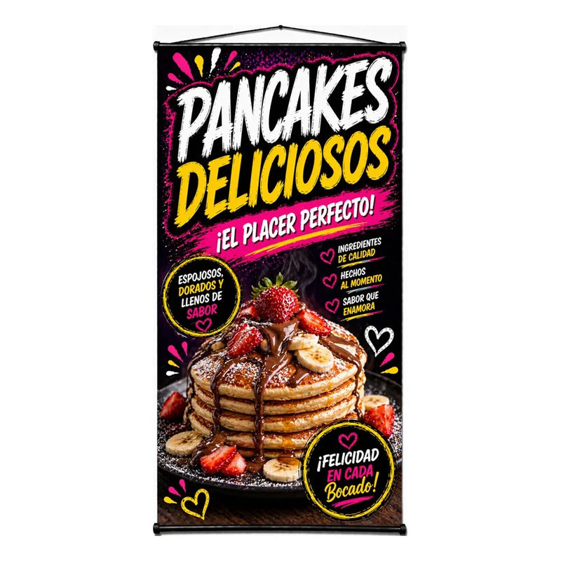 Pendón Colgante Pancakes Deliciosos ¡el Placer Perfecto! Negro