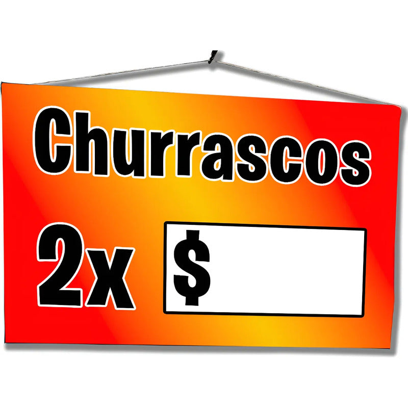 Pendón De Churrascos 2x (precio) 40x60cm Blanco Naranja