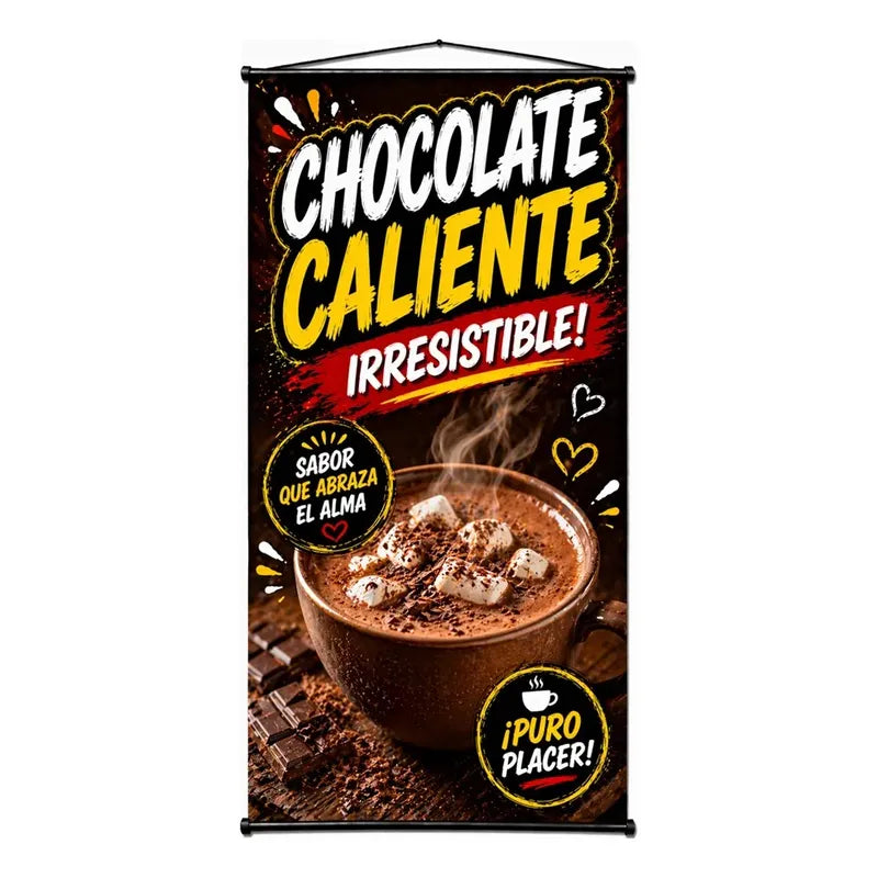 Pendón Colgante Chocolate Caliente ¡irresistible! Marrón