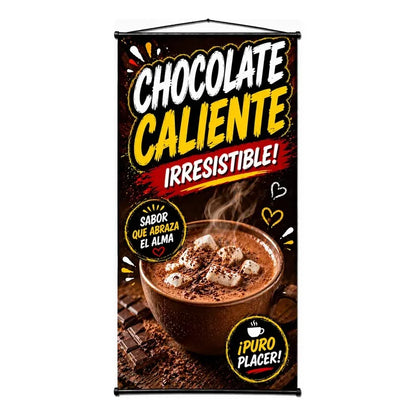 Pendón Colgante Chocolate Caliente ¡irresistible! Marrón