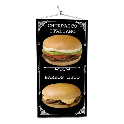 Pendón De Churrasco Italiano - Barros Luco 50x100cm Negro Blanco