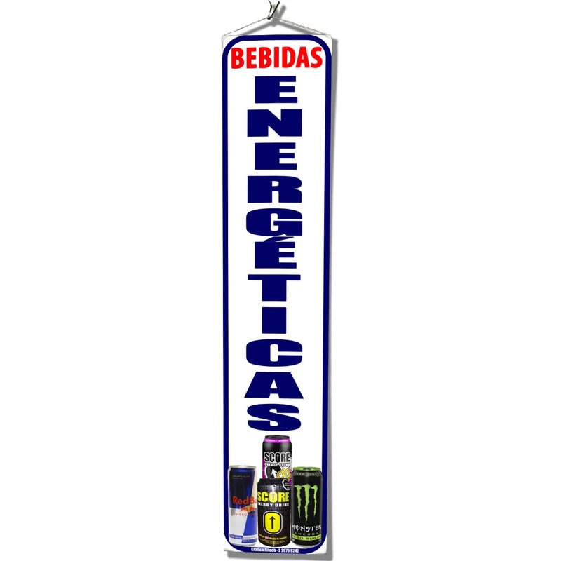 Pendón Publicitario De Bebidas Energéticas 20x100cm Blanco