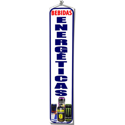 Pendón Publicitario De Bebidas Energéticas 20x100cm Blanco