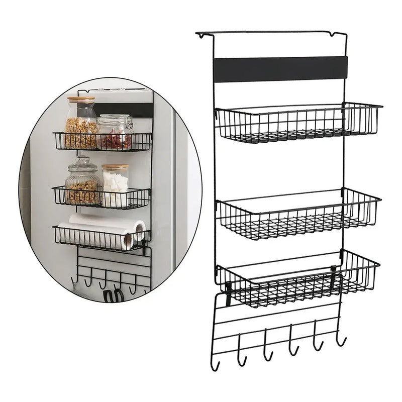 Organizador De Despensa 3 Niveles Para Puerta Negro