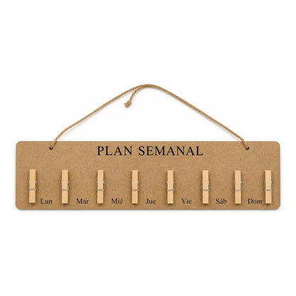 Organizador Semanal En Madera Con Pinzas