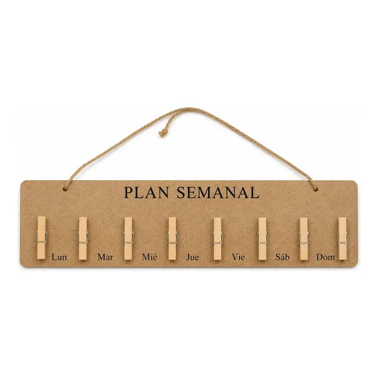 Organizador Semanal En Madera Con Pinzas