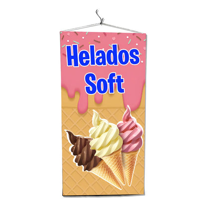 Pendón De Helados Soft 50x100cm Blanco