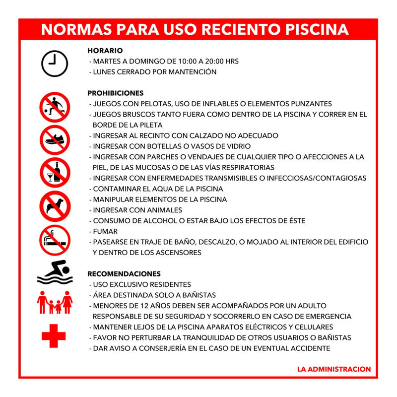 Señal Normas Para El Uso De Piscina 40x40cm Metálica