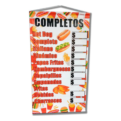Pendón Publicitario De Completos + Varios(oferta) 70x130cm Blanco