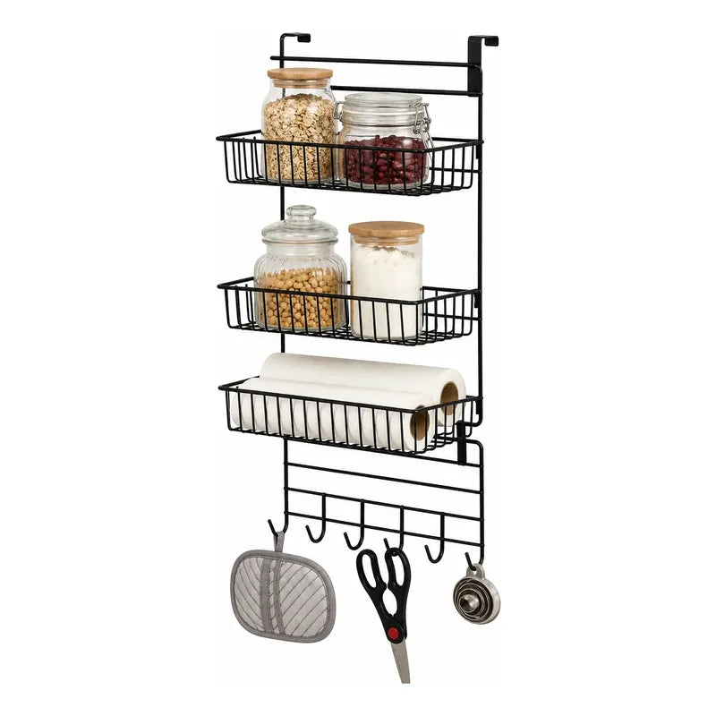 Organizador De Despensa 3 Niveles Para Puerta Negro