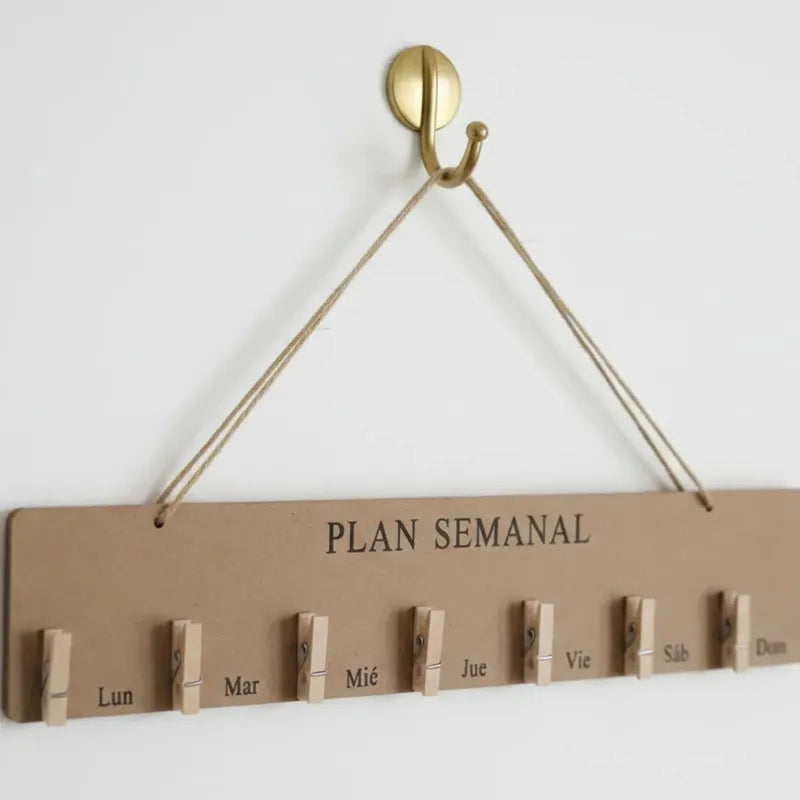 Organizador Semanal En Madera Con Pinzas