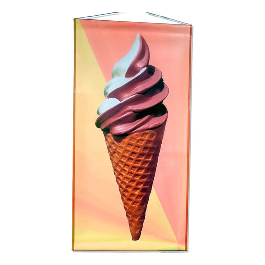 Pendón Publicitario De Helados Soft Fresa Crema 50x100cm
