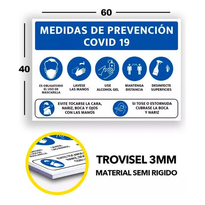 Trovisel Señal Medidas De Prevención, Semi Rigido 60 X 40