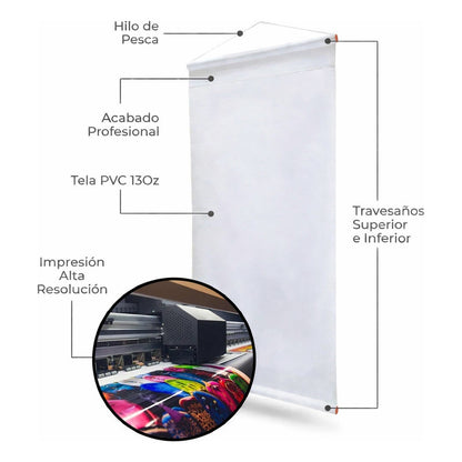 Pendón Publicitario De Helados Soft Fresa Crema 50x100cm