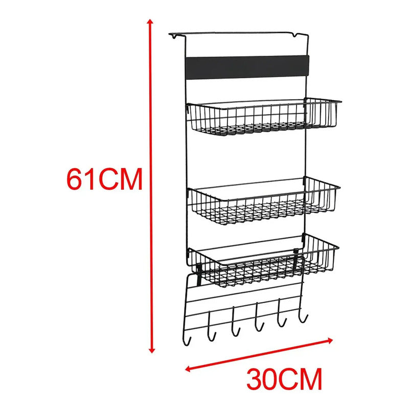 Organizador De Despensa 3 Niveles Para Puerta Negro