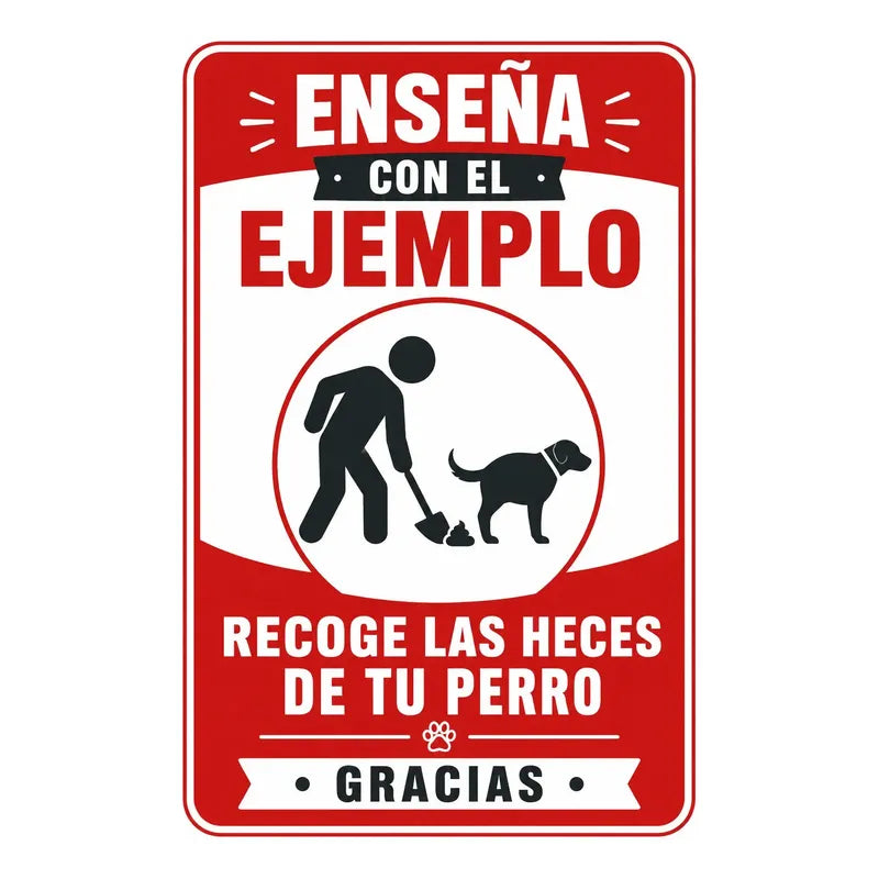 Señalética Metálica Enseña Con El Ejemplo 30x45cm Blanco