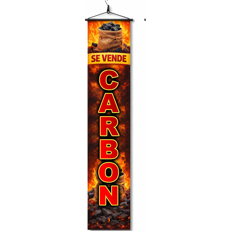 Mini Pendón Publicitario Carbón 20x100 Diseño 2 Rojo
