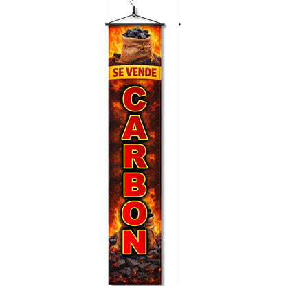 Mini Pendón Publicitario Carbón 20x100 Diseño 2 Rojo