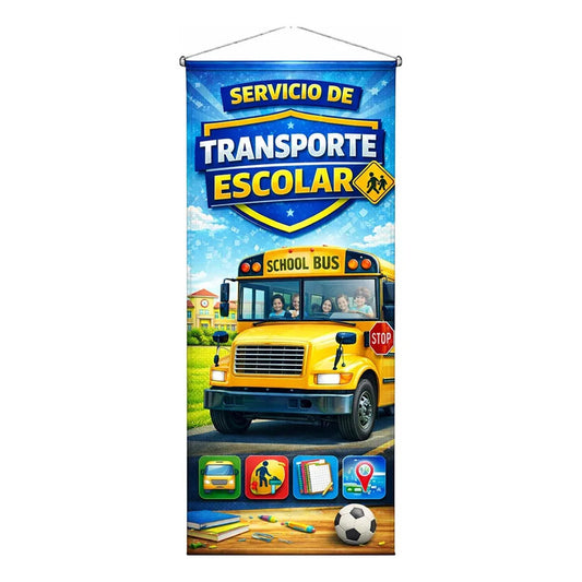 Pendón Colgante Servicio De Transporte Escolar Azul