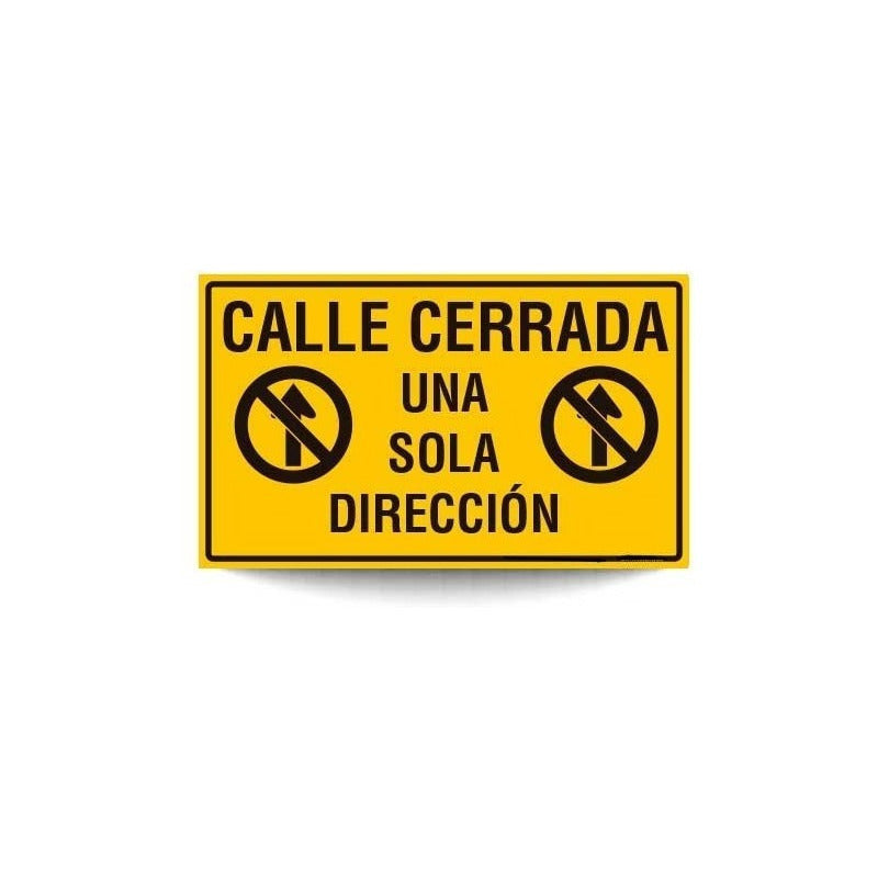 Señaletica Calle Cerrada Una Solo Direccion 30x20 Adhesivo