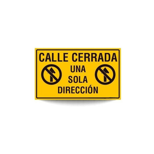 Señaletica Calle Cerrada Una Solo Direccion 30x20 Adhesivo