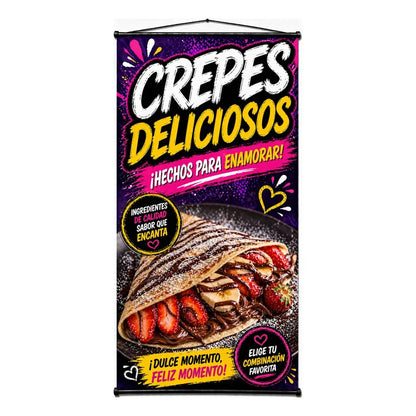 Pendón Colgante Crepes Deliciosos ¡hechos Para Enamorar! Negro