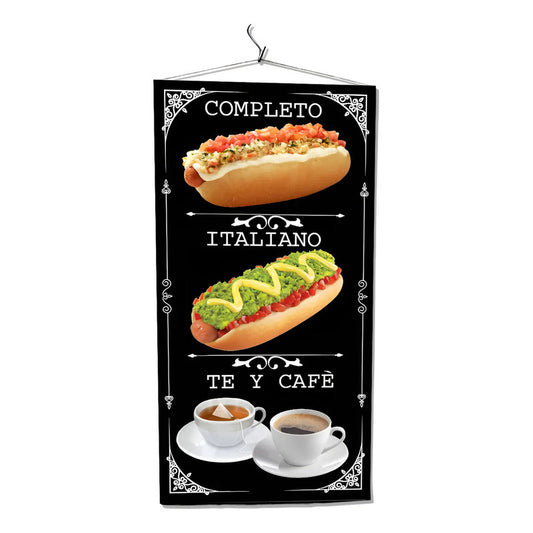 Pendón De Completo Italiano Té Y Café 50x100cm Negro