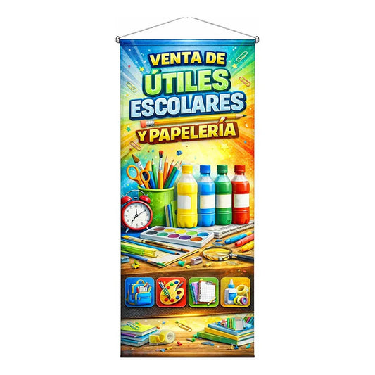 Pendón Colgante Venta Útiles Escolares Y Papelería Verde