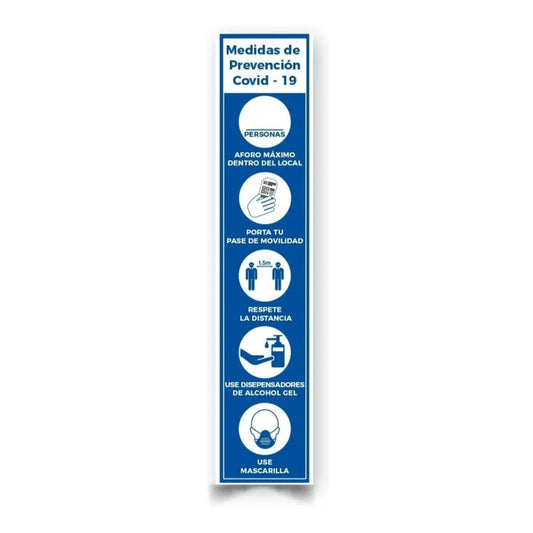 Adhesivo Medidas Prevención Con Aforo Y Pase Movilid 100x20